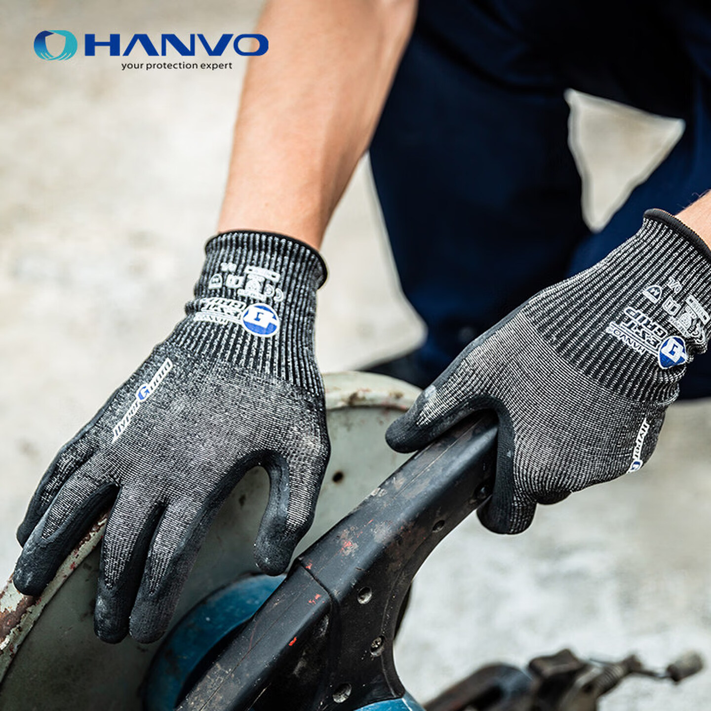 Work Glove Impact - Nivea 5 snijbestendige veiligheidswerkhandschoenen, nitril handschoenen